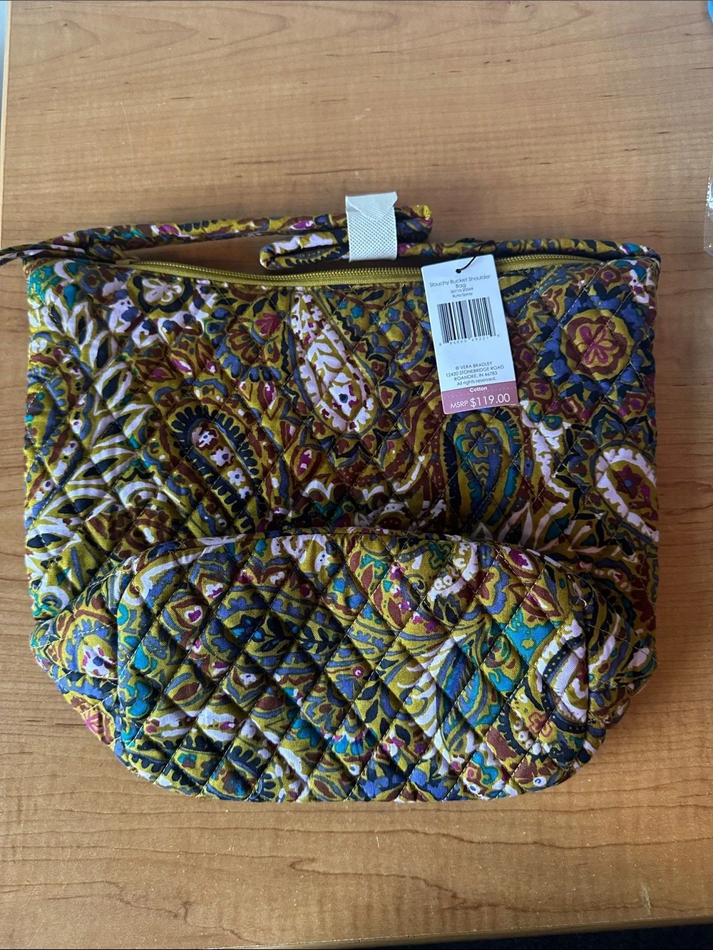 Vera Bradley Quilted Paisley Tote in Mustard, Teal & Plum